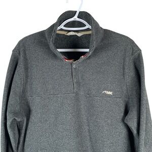 Mountain Khakis Fleece Sweater Pullover Mens L Gray Polyester Snaps Outdoor Hike